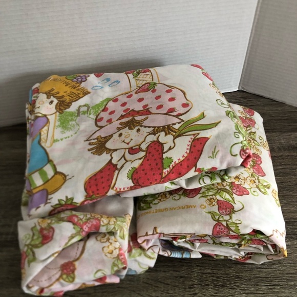 Vtg Strawberry Shortcake Twin Sheet Set - Picture 1 of 10